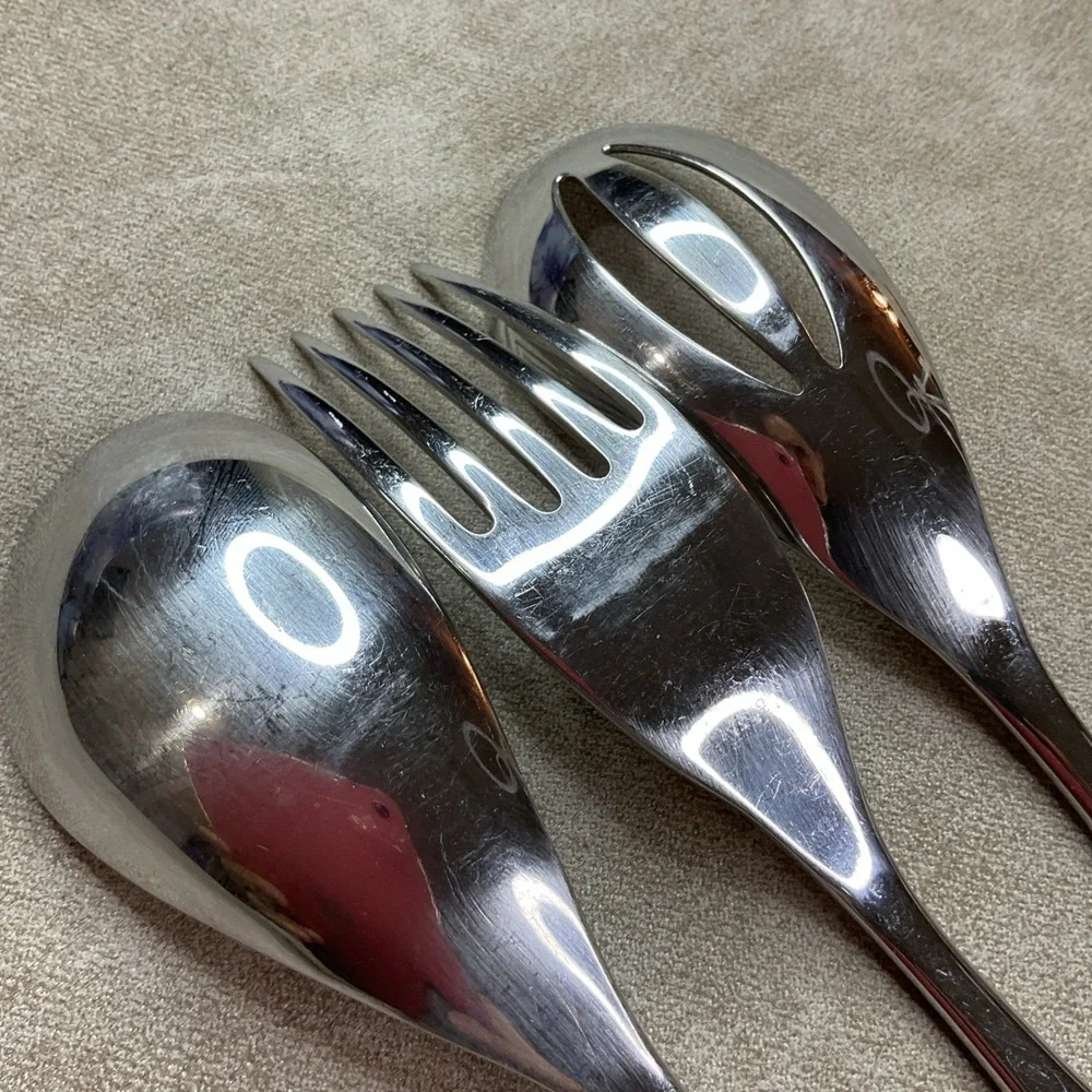 Studio William Olive Hazel Serving Set Fork‎ Spoon Pierced Lot Of 3  10